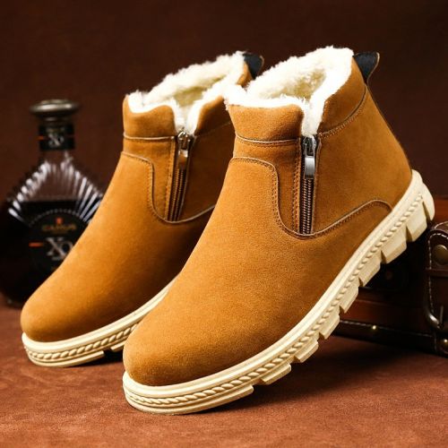 Boots - chaussures en de vache ronde pour hiver - loisir - semelle caoutchouc - Ref 957312
