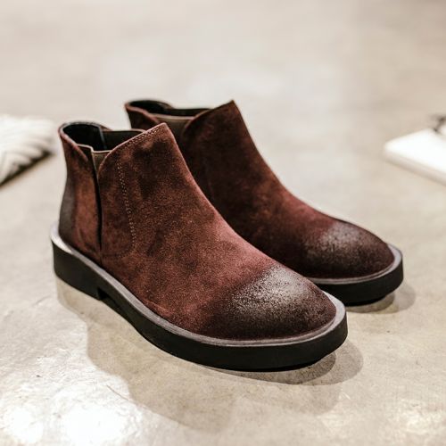 Boots - chaussures en PU ronde pour hiver - tendance des jeunes - semelle caoutchouc - Ref 957316