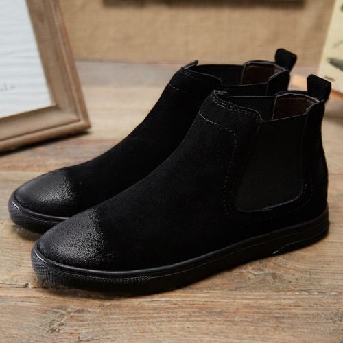 Boots - chaussures en Nubuck ronde pour printemps - tendance des jeunes - semelle caoutchouc - Ref 957317