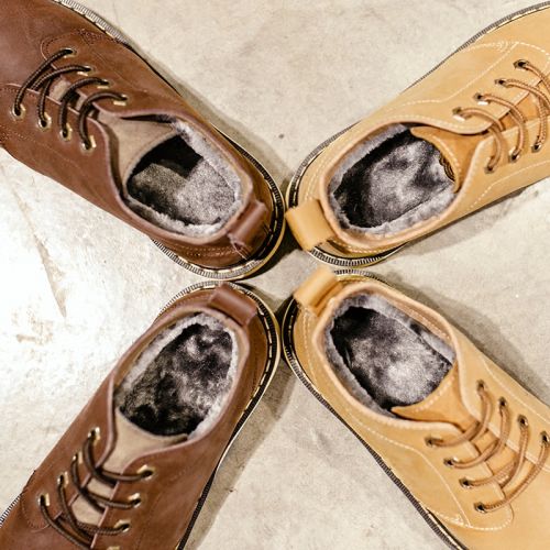 Boots - chaussures en plancher de cuir, En plus de de vache, ronde pour hiver - tendance des jeunes - semelle mousse de 