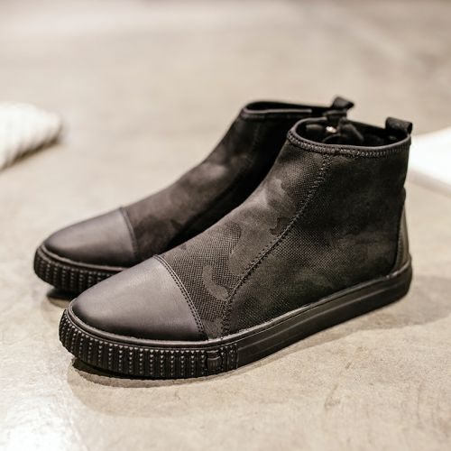 Boots - chaussures en Une variété de matériaux épissure ronde pour hiver - tendance des jeunes - semelle caoutchouc - Ref 957324