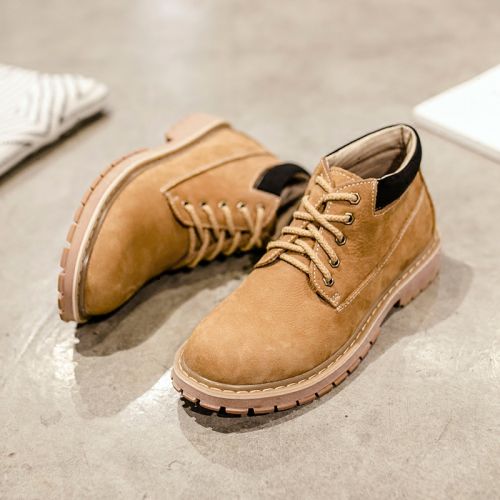 Boots - chaussures en Première couche de cuir, En plus de de vache, ronde pour hiver - tendance des jeunes - semelle cao