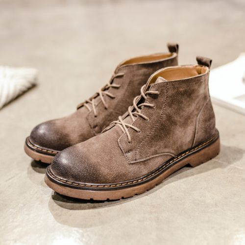 Boots - chaussures dont première couche de peau de porc ronde pour hiver - tendance des jeunes - semelle caoutchouc - Ref 95733