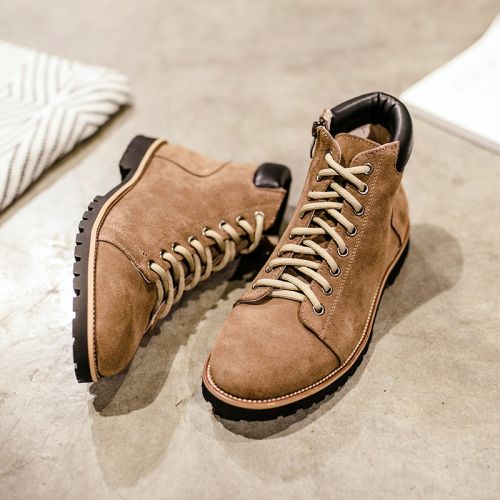 Boots - chaussures en Nubuck ronde pour hiver - tendance des jeunes - semelle caoutchouc - Ref 957331
