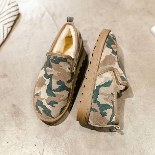 Boots - chaussures en plancher de cuir, En plus de de vache, ronde pour hiver - tendance des jeunes - semelle caoutchouc