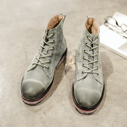 Boots - chaussures en plancher de cuir, En plus de de vache, ronde pour hiver - tendance des jeunes - semelle mousse de 