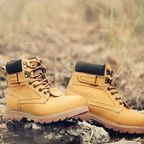 Boots - chaussures en plancher de cuir, En plus de de vache, OUGLEMEN ronde pour hiver - loisir - semelle caoutchouc - R