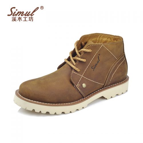 Boots - chaussures en cuir SIMUL ronde pour hiver - Europe - semelle caoutchouc - Ref 957363