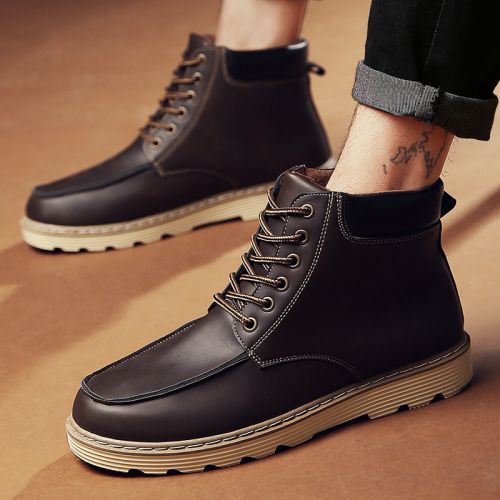 Boots - chaussures en PU ronde pour printemps - loisir - semelle caoutchouc - Ref 957367