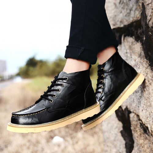 Boots - chaussures en plancher de cuir, En plus de de vache, ronde pour hiver - Angleterre - semelle caoutchouc - Ref 95