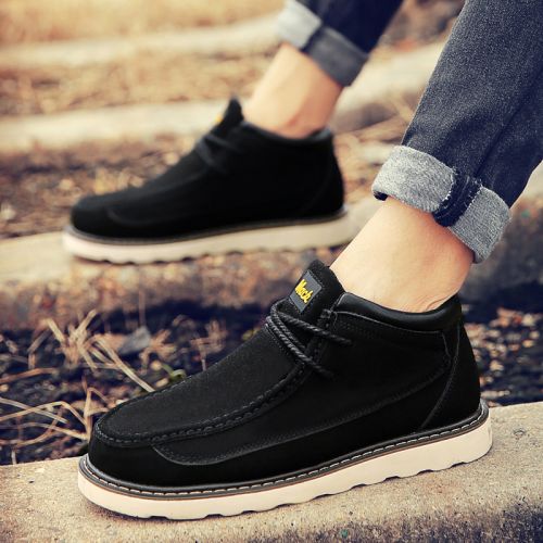 Boots - chaussures en Nubuck ronde pour printemps - semelle caoutchouc - Ref 957377