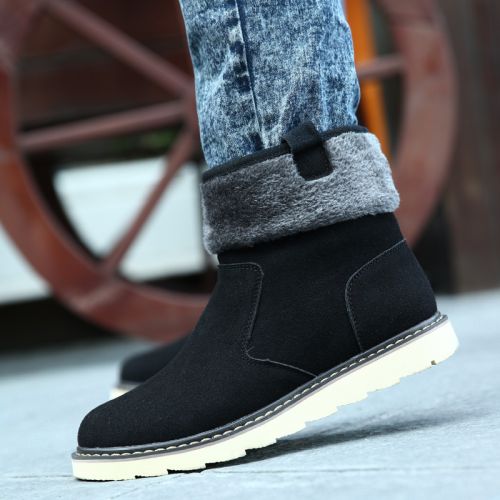 Boots - chaussures en Nubuck ronde pour hiver - semelle caoutchouc - Ref 957381