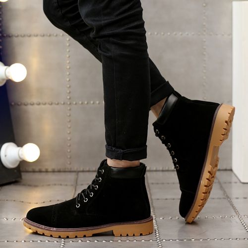 Boots - chaussures en de vache ronde pour hiver - loisir - semelle caoutchouc - Ref 957384