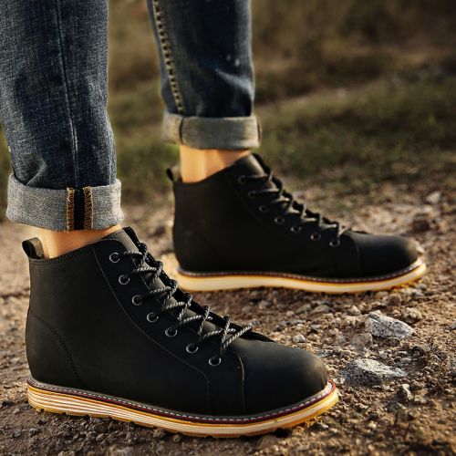 Boots - chaussures en Nubuck ronde pour printemps - semelle caoutchouc - Ref 957386