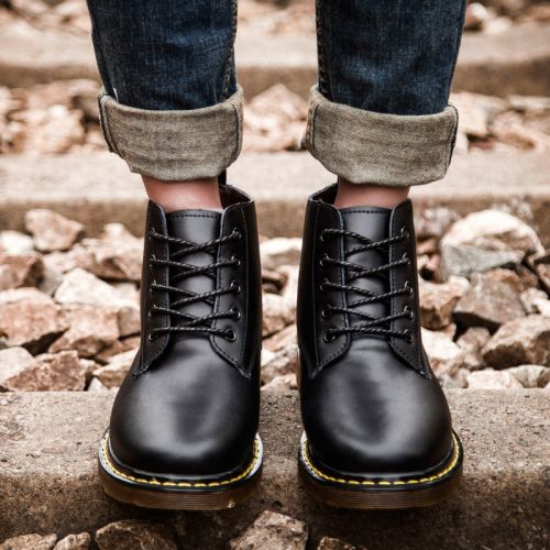 Boots - chaussures en plancher de cuir, En plus de de vache, ronde pour printemps - loisir - semelle caoutchouc - Ref 95