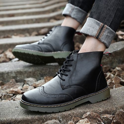 Boots - chaussures en PU ronde pour printemps - Angleterre - semelle caoutchouc - Ref 957392
