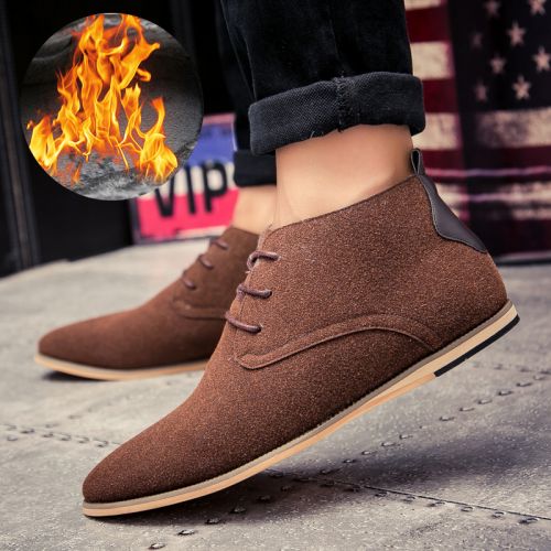 Boots - chaussures en Nubuck ronde pour hiver - loisir - semelle caoutchouc - Ref 957396