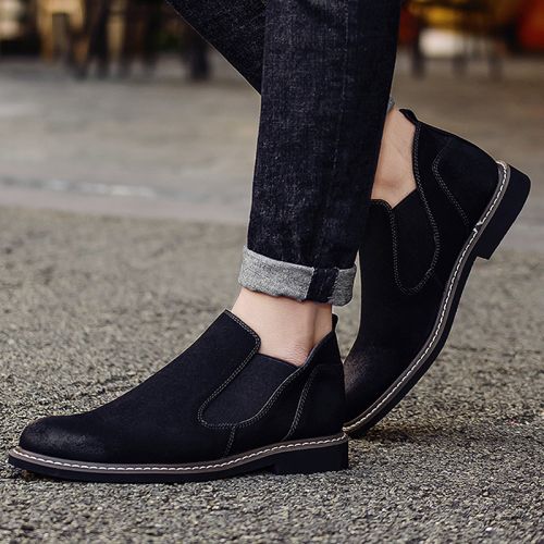 Boots - chaussures en Nubuck ronde pour hiver - Angleterre - semelle caoutchouc - Ref 957398