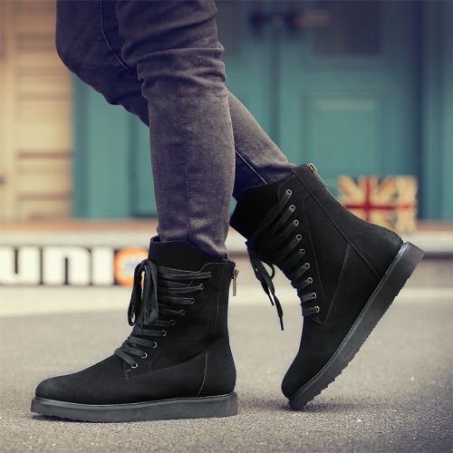 Boots - chaussures en Nubuck ronde pour hiver - semelle caoutchouc - Ref 957399