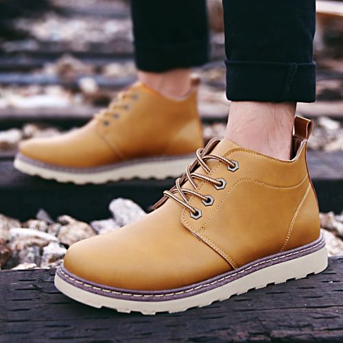 Boots - chaussures en Cuir spatial ronde pour printemps - loisir - semelle caoutchouc - Ref 957405
