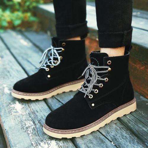 Boots - chaussures en Nubuck ronde pour printemps - loisir - semelle caoutchouc - Ref 957406