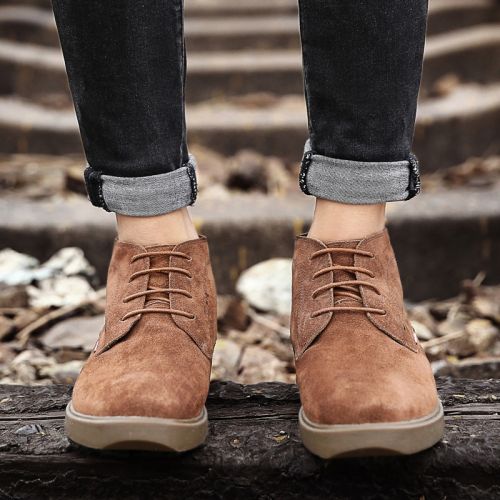 Boots - chaussures en Nubuck ronde pour hiver - loisir - semelle caoutchouc - Ref 957413
