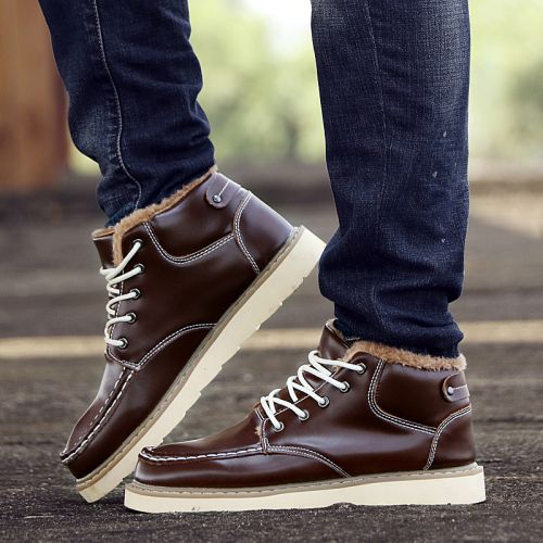 Boots - chaussures en PU ronde pour hiver - loisir - semelle caoutchouc - Ref 957417