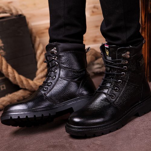 Boots - chaussures en plancher de cuir, En plus de de vache, ronde pour printemps - Angleterre - semelle caoutchouc - Re