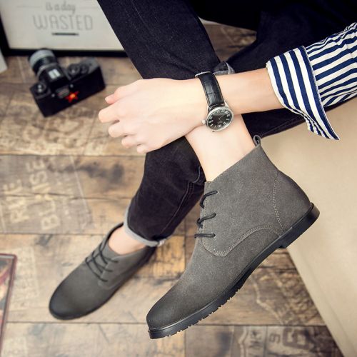Boots - chaussures en Nubuck ronde pour printemps - Angleterre - semelle caoutchouc - Ref 957440