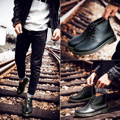 Boots - chaussures en plancher de cuir, En plus de de vache, ronde pour printemps - Angleterre - semelle caoutchouc - Re