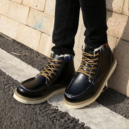 Boots - chaussures en Microfiber ronde pour hiver - semelle caoutchouc - Ref 957454