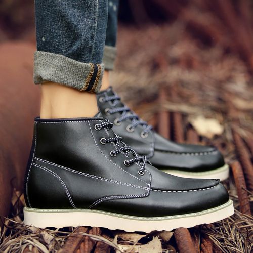 Boots - chaussures en PU ronde pour printemps - loisir - semelle caoutchouc - Ref 957457