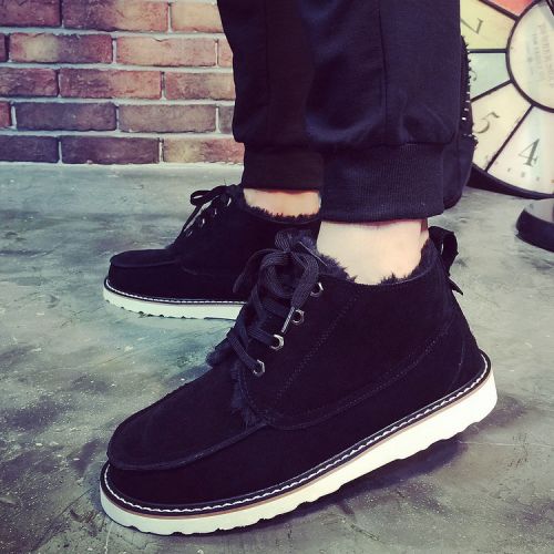 Boots - chaussures en plancher de cuir, En plus de de vache, ronde pour hiver - tendance des jeunes - semelle TPR n