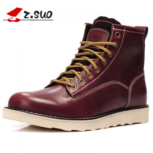 Boots - chaussures en plancher de cuir, En plus de de vache, ZSUO ronde pour hiver - loisir - semelle caoutchouc - Ref 9