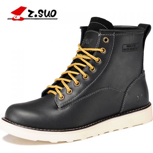 Boots - chaussures en plancher de cuir, En plus de de vache, ZSUO ronde pour hiver - Angleterre - semelle caoutchouc - R