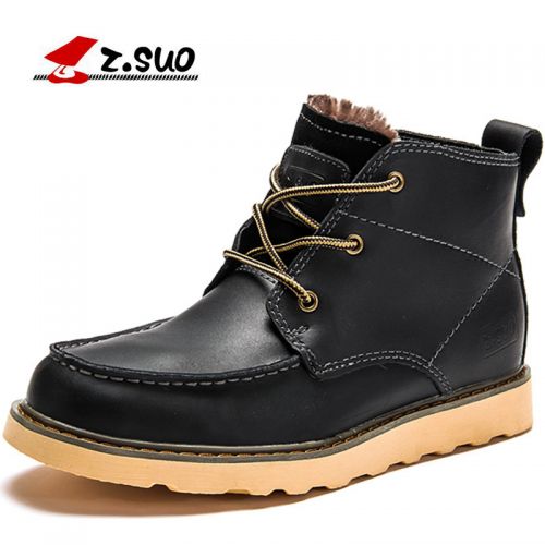 Boots - chaussures en plancher de cuir, En plus de de vache, ZSUO ronde pour hiver - Angleterre - semelle caoutchouc - R