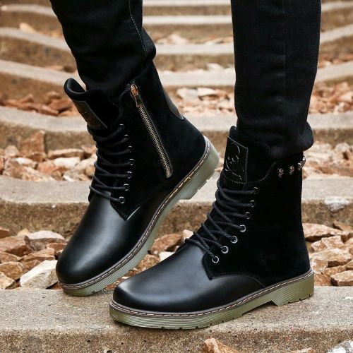 Boots - chaussures en Nubuck ronde pour hiver - loisir - semelle caoutchouc - Ref 957571