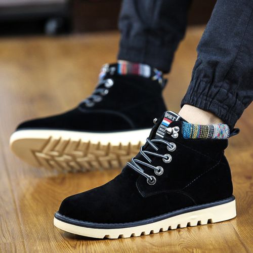 Boots - chaussures en Nubuck ronde pour printemps - loisir - semelle caoutchouc - Ref 957572