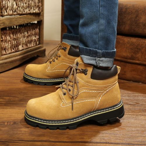 Boots - chaussures en de vache ronde pour hiver - loisir - semelle caoutchouc - Ref 957579