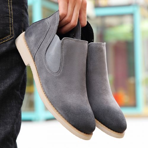 Boots - chaussures en de vache ronde pour printemps - Angleterre - semelle caoutchouc - Ref 957591