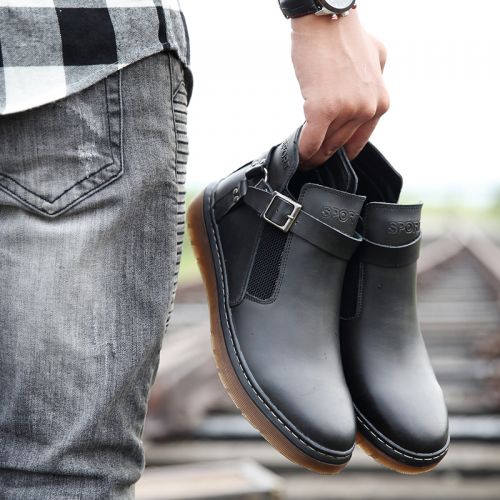 Boots - chaussures en plancher de cuir, En plus de de vache, ronde pour printemps - loisir - semelle TPR - Ref 