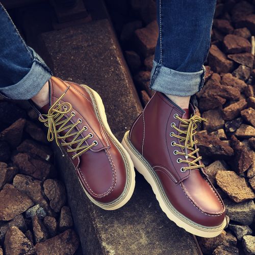Boots - chaussures en plancher de cuir, En plus de de vache, OUGLEMEN ronde pour hiver - Angleterre - semelle caoutchouc
