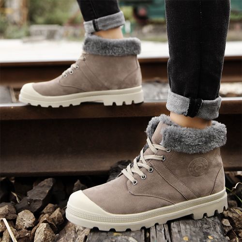 Boots - chaussures en plancher de cuir, En plus de de vache, OUGLEMEN ronde pour hiver - loisir - semelle caoutchouc - R