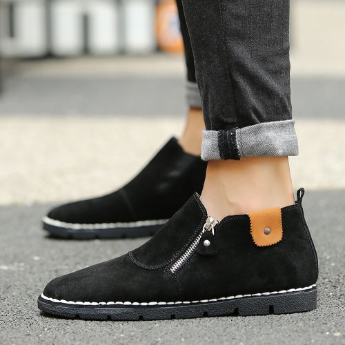 Boots - chaussures en plancher de cuir, En plus de de vache, OUGLEMEN ronde pour printemps - loisir - semelle caoutchouc