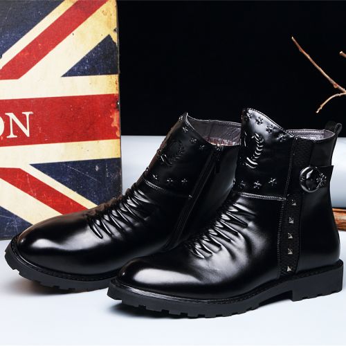 Boots - chaussures en Microfiber ronde pour hiver - tendance des jeunes - semelle caoutchouc - Ref 957640