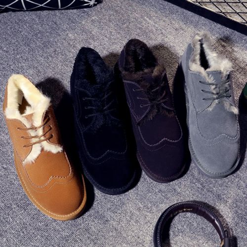 Boots - chaussures en plancher de cuir, En plus de de vache, ronde pour hiver - loisir - semelle TPR - Ref 9576