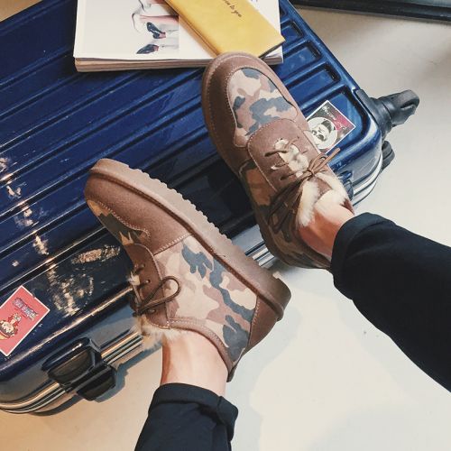 Boots - chaussures en plancher de cuir, En plus de de vache, ronde pour hiver - tendance des jeunes - semelle caoutchouc