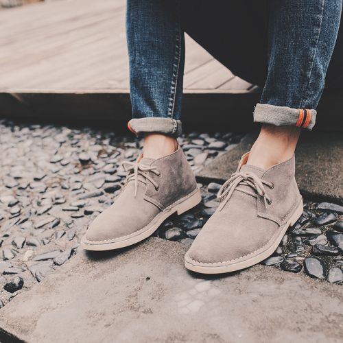 Boots - chaussures en plancher de cuir, En plus de de vache, ronde pour hiver - tendance des jeunes - semelle caoutchouc