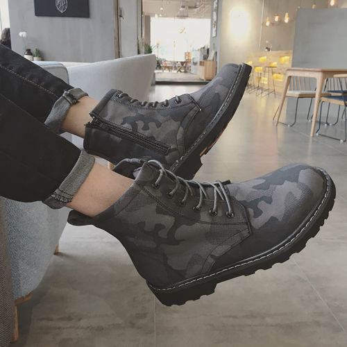 Boots - chaussures en toile pour hiver - tendance des jeunes - semelle caoutchouc - Ref 957699