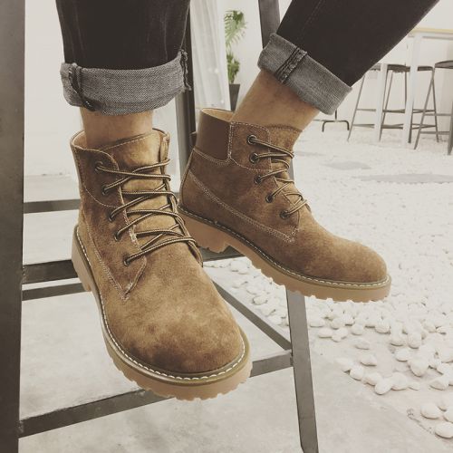 Boots - chaussures en chamois ronde pour hiver - tendance des jeunes - semelle TPR - Ref 957700